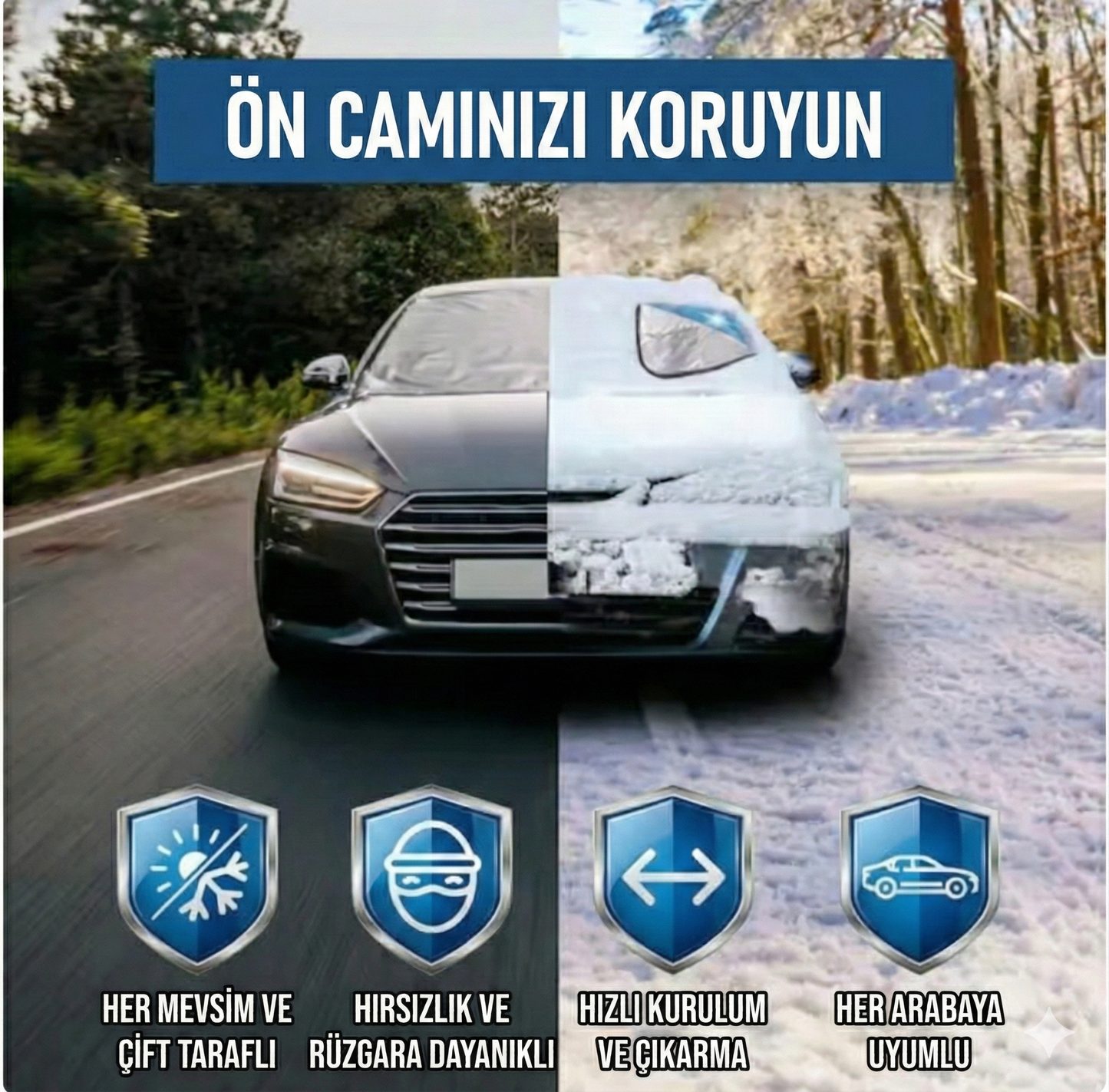 SnowShield™ Pro - 4 Mevsim Kar  Buz ve Güneş Önleyici Cam Kalkanı